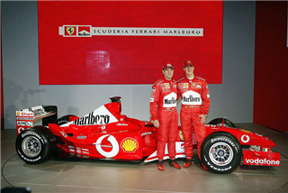 Леклер проїхався на легендарній Феррарі F2003 Шумахера та Баррікелло