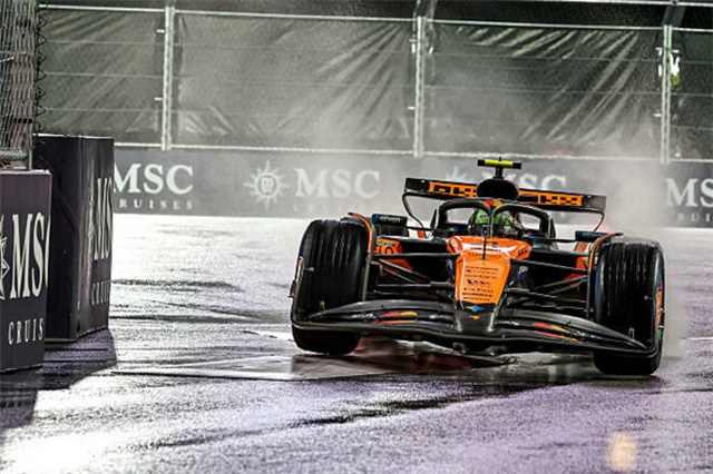 Візуалізація відривів у дощовій кваліфікації Гран-прі Лас-Вегаса 2025